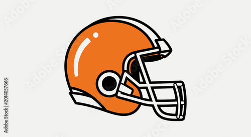 Illustration Of A Cartoon Football Helmet In Orange And White Color Scheme