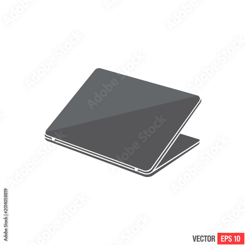 Modern Laptop Icon - Isometric View, Minimalist Design