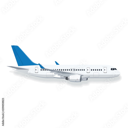 Modern Jet Airplane Flying Isolated on White Background