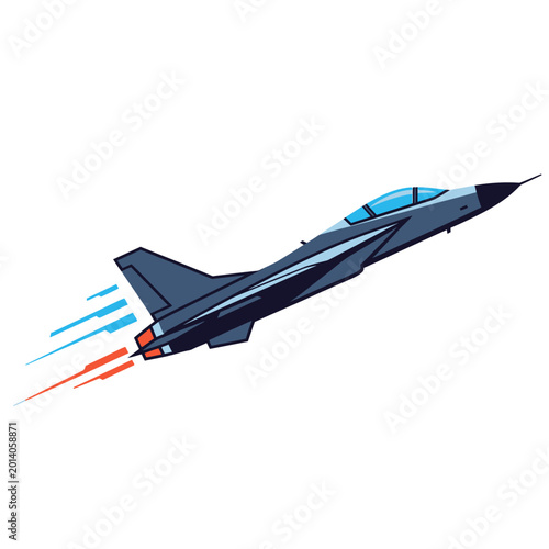 Modern Jet Fighter Ascending, Speeding with Exhaust Trails