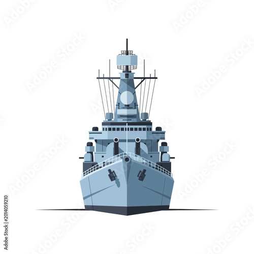 Modern Warship Front View - Naval Destroyer Illustration
