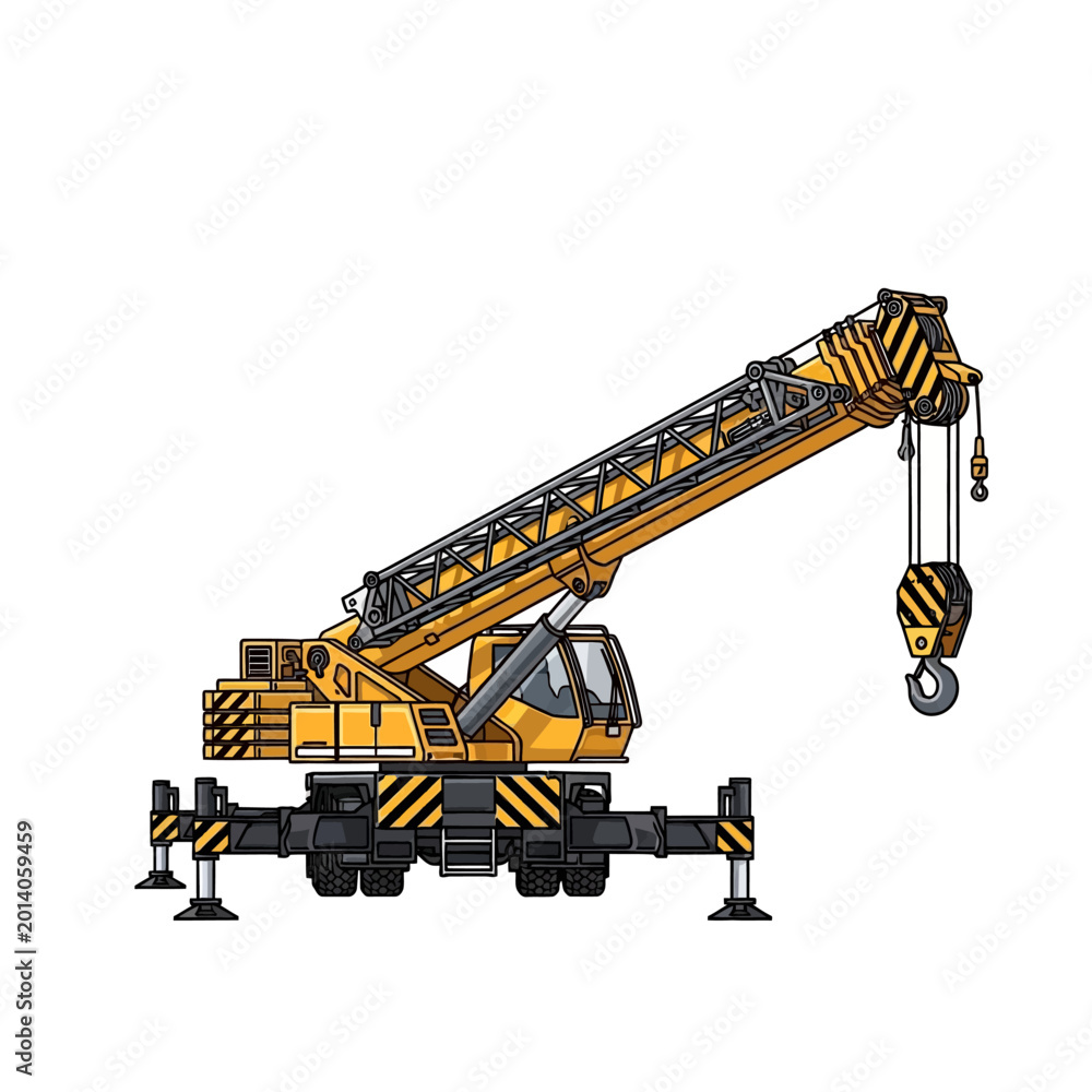 Obraz premium Yellow Mobile Crane Construction Machine