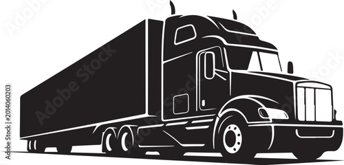 Semi Truck, Truck Vector, Black Truck, Transportation Icon
