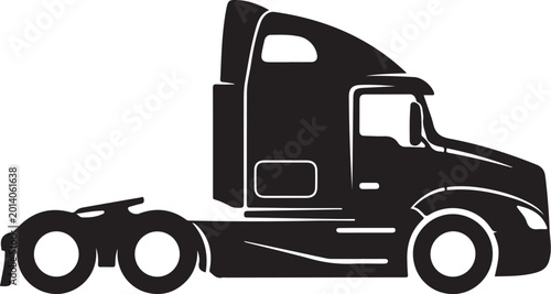 Truck, semi-truck, tractor unit, black silhouette, vector, transportation, logistics