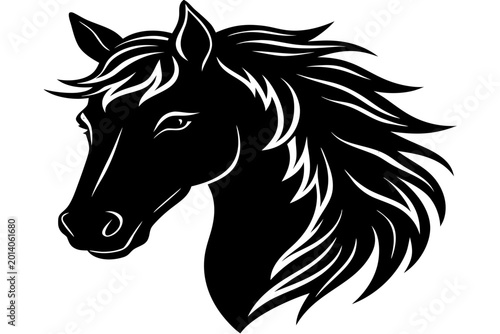 Εκτύπωση καμβά horse head vector illustration, horse head silhouette vector, horse head black i
