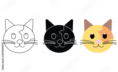 A cute cartoon vector illustration featuring a funny black cat  a white kitten isolated on an artistic background with beautiful feline eyes