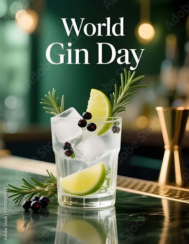 Elegant Gin and Tonic Cocktail for World Gin Day Celebration