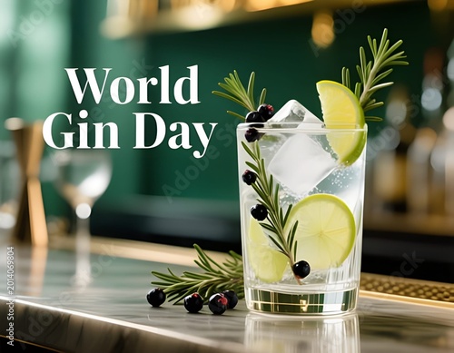 Elegant Gin and Tonic Cocktail for World Gin Day Celebration
