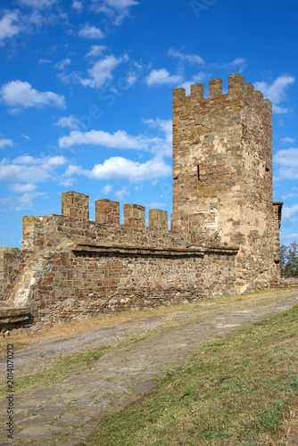 Consul Corrado Chigala Tower on the territory of the Genoese fortress. Sudak, Crimea (vertical)