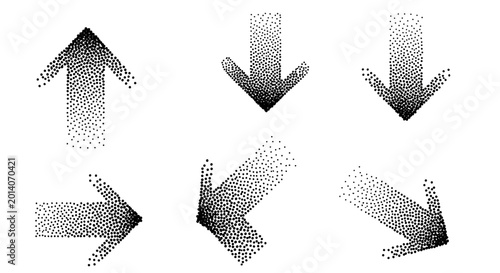 A collection of various directional arrows pointing in different directions on a white background