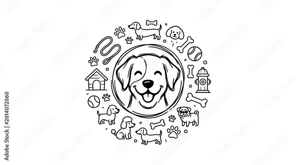 Fototapeta premium Dog Face with Happy Smiling Expression.