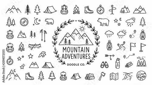 Mountain Adventure Travel Logo Icons.
