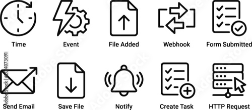 Photos Web and app interface icons for workflow automation