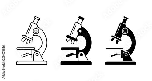 Tableau sur toile Microscope Icons Set, Scientific Research Tools, Laboratory Equipment Vector Gra