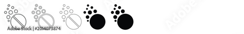 Photos Effervescent dissolving pill icons set, 5 vector medicine tablet symbols with bu