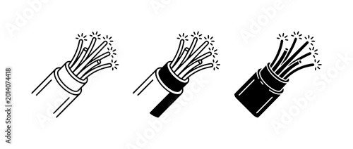 Foto Fiber Optic Cable Icons, Data Transmission, Network Connectivity, Technology Sym