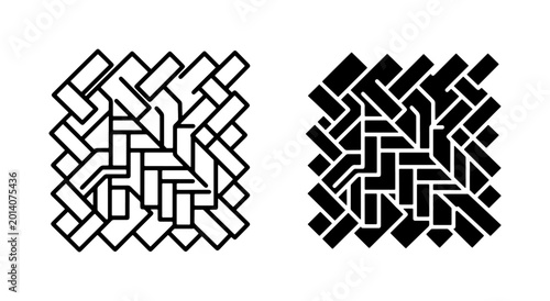 Foto Geometric Pattern Vector Set, Interlocking Shapes, Abstract Design, Monochrome T