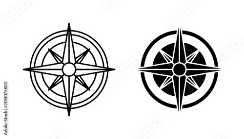 Quadro su tela Minimalist Compass Rose Icons, Navigation Symbols, Nautical Directional Star Gra