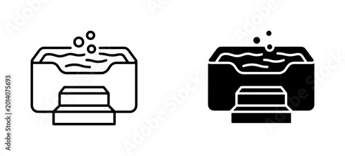 Quadro su tela Hot Tub Icons, Spa Bathtub Vector Set, Bubbling Water and Steps, Relaxation and