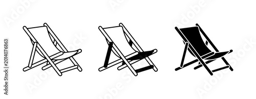 Cuadro en lienzo Deck Chair Icons Set, Beach Lounger Vector Graphics, Minimalist Outdoor Seating
