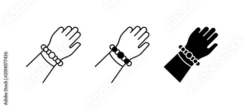 Fotografie Hand Bracelet Icons, Jewelry Vector Set, Minimalist Accessory Graphics, Fashion
