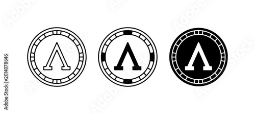 Photos Spartan Lambda Symbol Icons, Ancient Greek Warrior Emblem, Military Shield Insig
