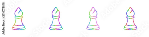Tableau sur toile Rainbow color sketch white bishop icon design set