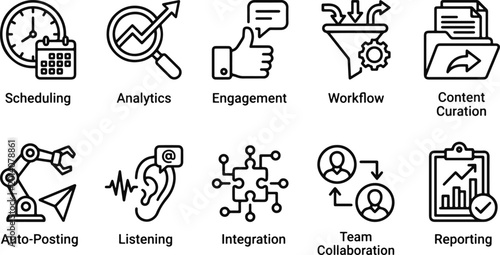 Photography Set of social media management icons
