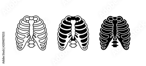Bild auf Leinwand Rib Cage Icons, Thoracic Anatomy Vector Set, Medical Illustration Elements, Huma