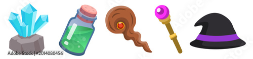 Foto RPG風魔法アイテムのベクターアイコンセット/game iconset