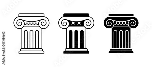 Cuadro en lienzo Ionic Column Vector Icons, Ancient Greek Architecture Elements, Classical Buildi