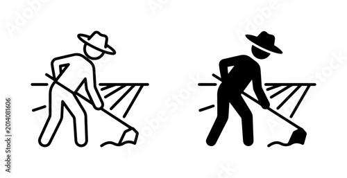 Tablou pe pânză Farmer Icon Set: Cultivating Land, Agricultural Work, Rural Life, Farming Symbol