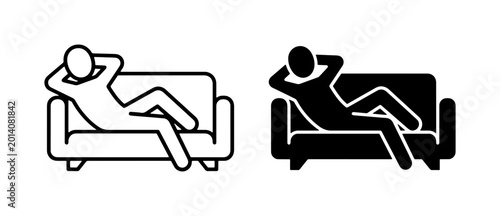Obraz na płótnie Relaxing Person Icon Set, Couch Comfort, Leisure Lifestyle, Rest and Relaxation