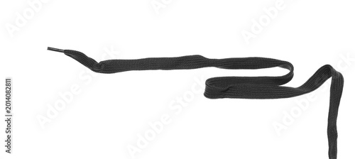Black new shoelaces flying isolated on white background, design element, clipping path