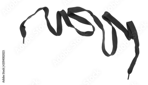 Black new shoelaces flying isolated on white background, design element, clipping path