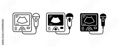 Cuadro en lienzo Medical Ultrasound Machine Icons, Diagnostic Imaging Equipment, Sonography Devic
