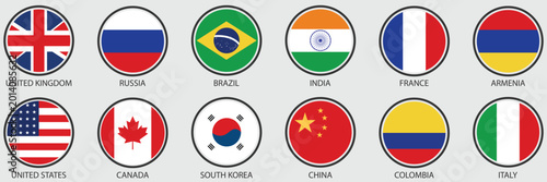 World Flags Rounded icons badge vector. Round flags of the world. Vector Illustration. Free Download World Flags Rounded icons badge vector. Round flags of the world. Vector Illustration. - GFXLoad