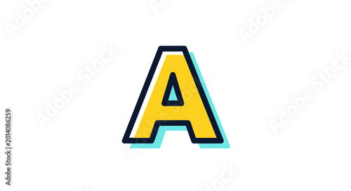 Free Download Yellow Letter A with Blue Shadow and Black Outline. - GFXLoad