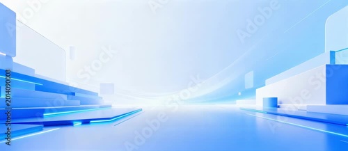 Dynamic Abstract Blue Technology Background with Geometric Shapes and Flowing Lines, Symbolizing Innovation, Digital Connectivity, and Modern Data Environments