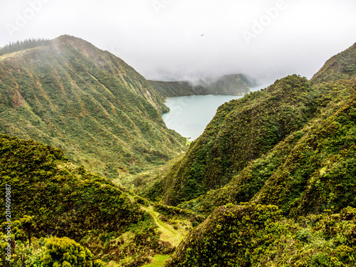 Walking inland of Sao Miguel biggest island of Azores