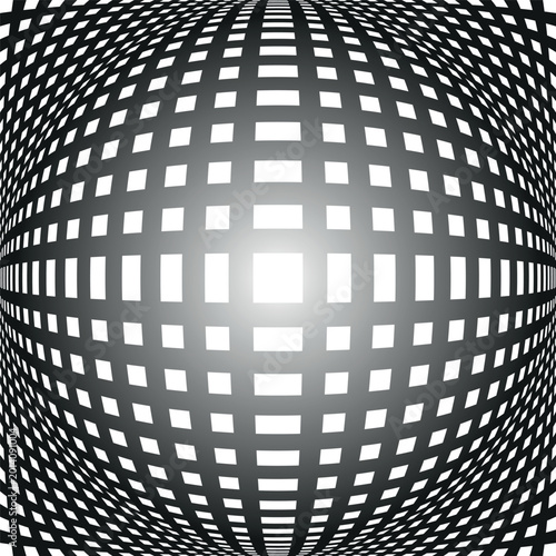 Abstract Geometric Black and White Pattern with 3D Illusion Effect. Convex Te...