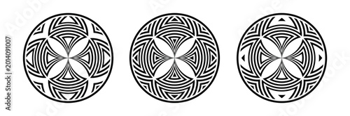 Set of Symmetrical Circle Design Elements. Abstract Icons.