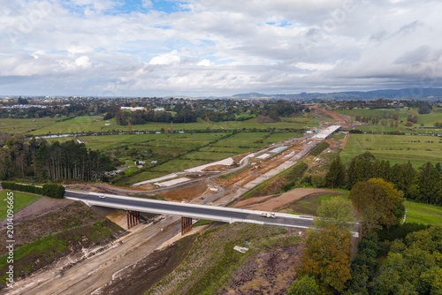 Cuadro en lienzo The earthworks for a new highway passing under an existing road bridge