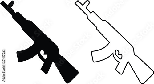 Tableau sur toile Rifle gun firearm set collection group icons, military weapon vector pack, autom