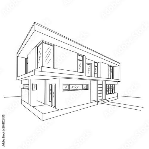 Cuadro en lienzo Modern Two Story Residential House Design.