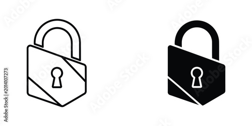 Tableau sur toile Open and closed padlock icons set
