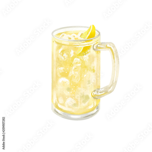 ジョッキに入ったハイボールのイラスト