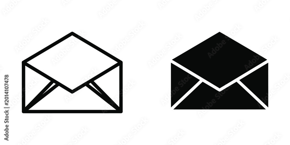 Fototapeta premium Minimalist envelope icon with open flap design