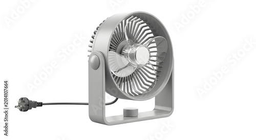 Schilderij op canvas Modern grey desk fan with power cord isolated on transparent background