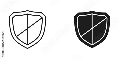 Bild auf Leinwand Modern shield icon with diagonal cross design in black and white